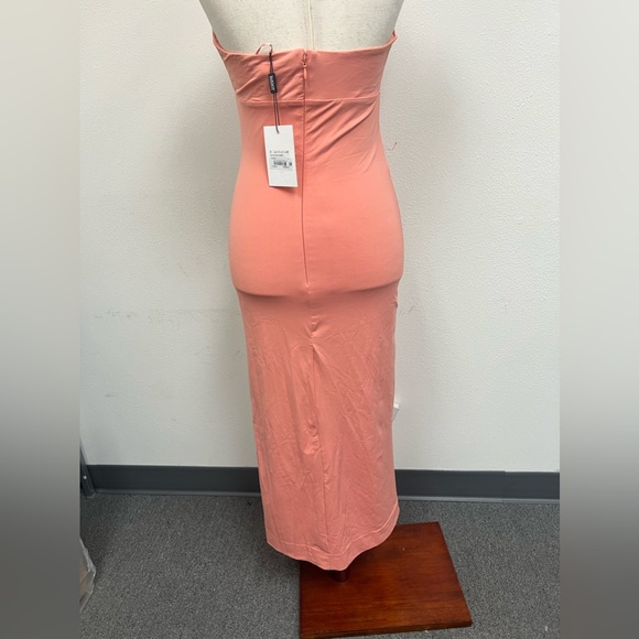 Bardot Orange Peach Stretch Halter Midi Slit Dress Guilia Size Small - Picture 7 of 12
